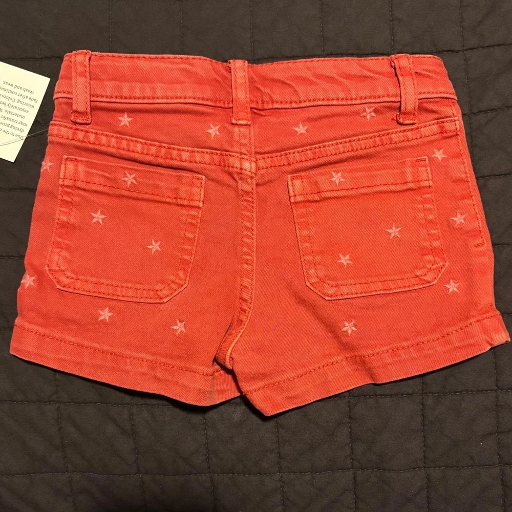 Cat & Jack Girls 3T Coral Orange Star Print Mid-Rise Ultimate Stretch Shorts NWT